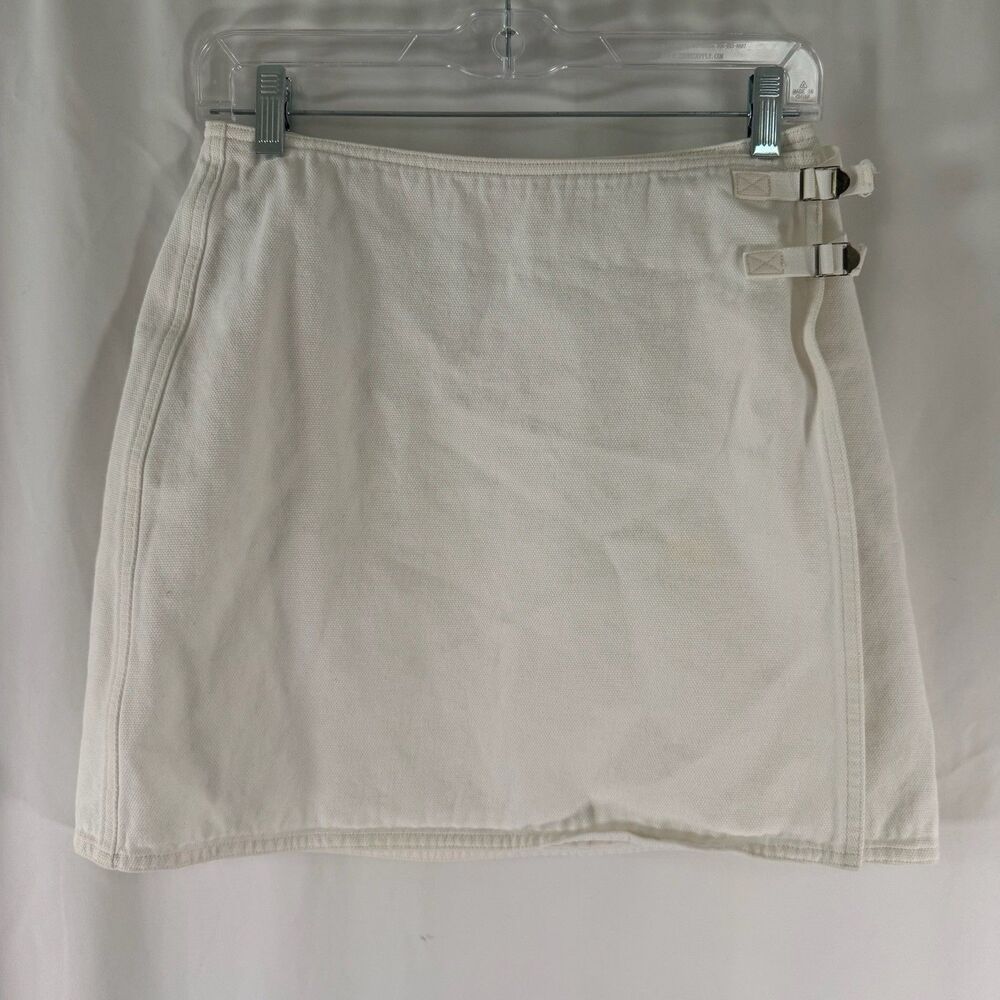 Lauren Jeans Co Ralph Lauren Wrap Skirt Women's 4P White Canvas 100% Cotton